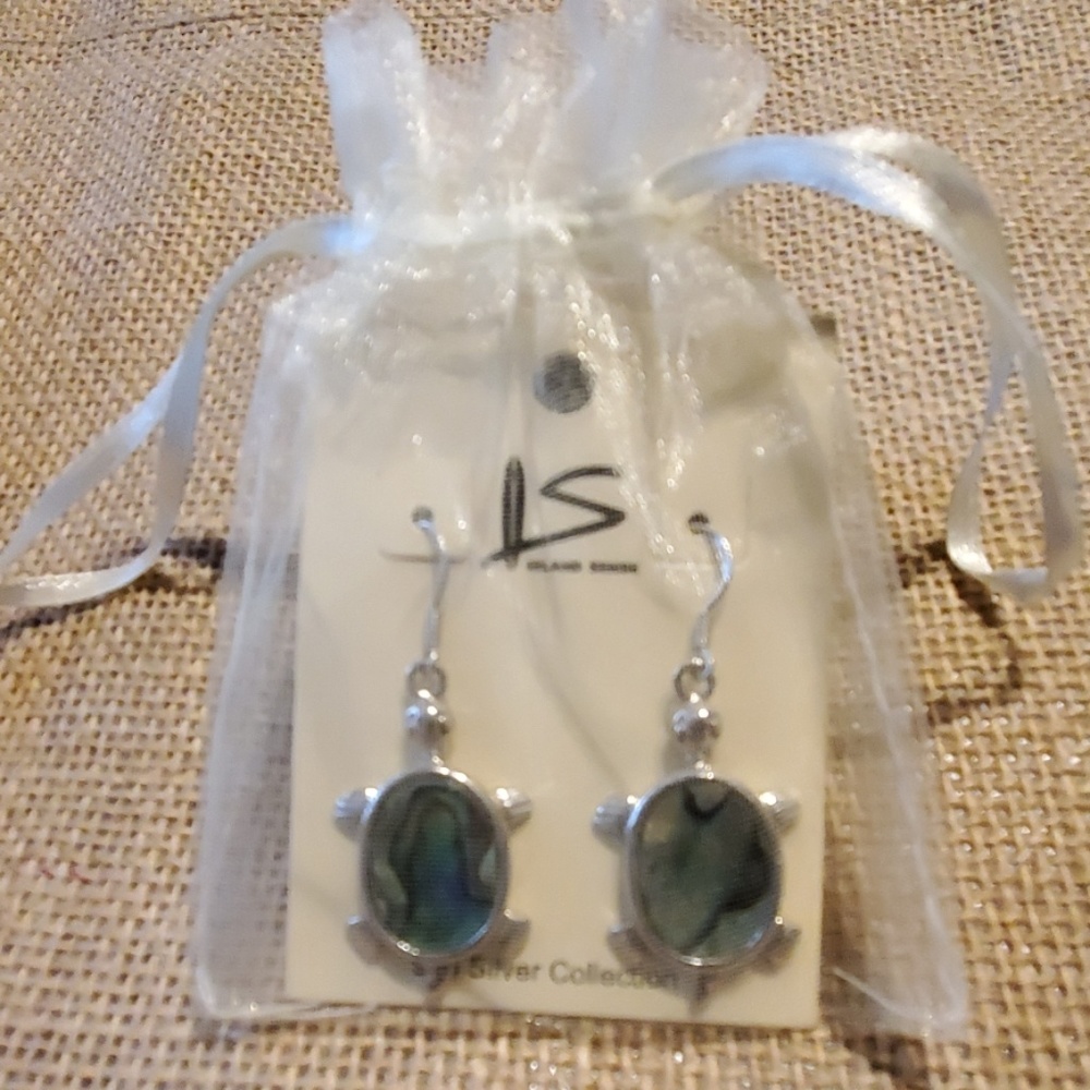 NWOT Sterling and abalone turtle earings